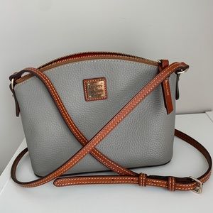 Pre loved Dooney and Burke Grey Leather Crossbody